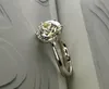 Anello di fidanzamento o matrimonio con diamante sintetico SONA in stile europeo e americano da 4 carati Anello con gioielli in argento sterling autentico 925 Pt950 timbrato