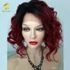 Bob Style Curly Ombre Bungundy Lace Front Wig Short Bob Glueless Lace Front Human Hair Wig Full Lace Wig For Black Women