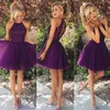 2019 Purple Beaded Cocktail Dress Pretty Short Open Back Prom Party Dress Homecoming Dresses Plus Size vestidos de coctel