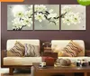 M34-Plum Blossom 3 Paneler Handmålade enorma moderna modehemmur Deco Art Oil Målning på duk