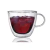 JANKNG 1 Pcs Clear Handmade Double Wall Glass Cups 380 mL Heat Resistant Glass Tea Cups and Mugs Coffee Travel Cups Glassware