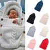 Newborn Baby Infant Knit Sleeping Bag Wrap Warm Wool Blends Crochet Knitted Hoodie Swaddling Wrap KKA2657