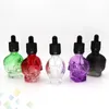 Flacone di vetro del cranio 30ml bottiglie di liquido vuote colorate E di alta qualità con tappo a prova di bambino Eliquid DHL gratuito