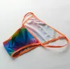 Męskie sznurki bikini mroczne majtki wybrzuszenia konturowana torebka g4484 elastyczne pływanie męskie bieliznę Rainbow Colors223y