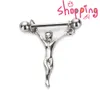 5pcs/lot Statue of Jesus Nipple Shields Bars 14G Surgical Steel nipple bar body piercing jewelry