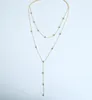 925 Sterling Silver Layer Long Chain Necklace for Women Wedding With Gold Silver Color Plated CZ PAVED STATION JUWELRY218K