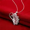 Women's gemstone sterling silver plated Pendant Necklace GTP1,Fashion flower butterfly 925 silver plate Necklace(with chain) mixed style