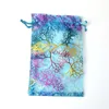 Blu Coralline Organza Coulisse sacchetti di imballaggio dei monili Partito Candy Favore di cerimonia nuziale Sacchetti regalo Design puro con doratura 10x15cm