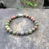 SN0398 Pedra natural talão pulseira Homens Unakite Buddha pulseira Sorte Pedra presente da jóia para as mulheres por atacado