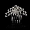 Beste deal luxe kristal bruid hoofdtooi trouwjurk accessoires bruids haar sieraden Vrystal bloem haar kam groothandel prijs DHF803