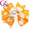 Kinderen Halloween haarspeld Baby Meisjes Pompoen Demon Afdrukken Haaraccessoires Cartoon Kids Bow Barrettes 3 inches 6 kleuren