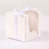 Großhandel - Geschenkbox aus Papier, 9 x 9 x 9 cm, einzelne Cupcake-Boxen mit Einsatz und Schleife, Hochzeitszubehör, 12 Stück1