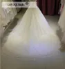 Vestido de casamento do marfim vestido de casamento lantejouled Tulle Organza com Cristal Applique Plus Size Bidal Vestidos Tribunal Trem