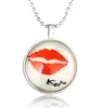 European and American Hot Kiss me sexy red lips diamond necklace luminous flames lips luminous gemstone pendant glass pendant female