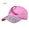 Kryształowa czapka z daszkiem dla kobiet świadomości raka piersi wstążka kapelusz Rhinestone czapki Snapback nit