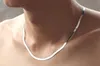 925 Sterling Silver Necklace 4mm 18" 20" Snake Flat Chain Short Blade Necklace of Clavicle Silver Accessories Jewelry for Men Women