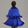 Royal Blue Faux Fur Shrug Cape roubou Envoltório Wr Winter Queda Nupcial Prom Noite Pageant Party Elegante Tamanho Regular Mulheres Bolero Moda