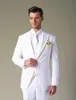 Ny stil topp lappa en knapp vit högkvalitativ brudgum tuxedos kostym bröllop mäns kostymer (jacka + byxor + slips + väst)