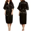 Partihandel-Mens Womens Plus Size Long Satin Bath Robe Sexig Kimono Silk Badrock Män Peignoir Homme Dressing Gown för Män Sommarrockar