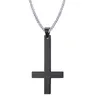 Large Inverted Upside Down Cross Pendants in Stainless Steel Free Silver Chain - Silver, Gold, Black