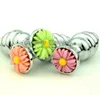 Metal Anal Plug with Chrysanthemum pattern screw thread Butt plugs Anal toys Sex Toy Accessories Grass green/Orange/Pink JJD0139