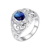 Gemischter Stil, hochwertiger, modischer Ring aus 925er Silber mit blauen Edelsteinen EMGR8, geformte Flügel, herzförmiger Ring aus Sterlingsilber, 10 Stück im Lot