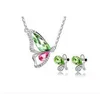 Oostenrijk Crystal Sieraden Set Animal Butterfly Crystal Vol met Diamond Stud Oorbellen en Hanger Kettingen Set