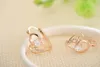 Gold Plated Heart Clear Rhinestone Bridal Necklace and Earrings Jewelry Set Gold Pplated Necklace Earring Set