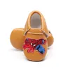 Bebê Borlas Mocassins sapatos Sola macia dos desenhos animados Do Boneco de neve Árvore de Natal SpiderMan cars Sapatos PU de couro infantil Bebê Primeiro Walker sapatos C1440