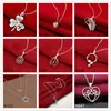 Heart butterfly 925 silver Necklace(with chain) 10 pieces a lot mixed style,Hot sale women's gemstone sterling silver Pendant Necklace EMP1