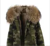 Jazzevar brand Light pink Grass rabbit fur liner long Washed shell blue demin long jackets snow parka