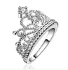 Vacker Princess Smycken Plating S925 Sterling Silver Crown Crystal Diamond Ring Zircon Wedding Ring Size US8