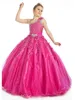 Fuchsia Sparkly Frocks Girl's Pageant Dress Princess Ball Gown Party Cupcake Prom Dress For Young Short Girl Pretty Dress For Little Kid