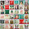 Fashion Linen Cotton Pillow Cover Vintage Chirstmas Style Pattern Pillowcase Home Decorative Cushion Cover Xmas Decor 45x45cm