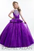 2020 Rachel Allan Purple Ball Gown Princess Girl's Pageant Dresses Sparkling Beaded Crystals Zipper Back Cute Girls Flower Girls Dresses