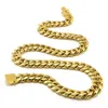 Set di gioielli in acciaio inossidabile placcato in oro 18 carati Bracciale con collana a maglia cubana di alta qualità per catena girocollo da uomo 1 5cm 8 5 258u