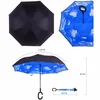 Rüzgar Geçirmez Ters Katlanır Çift Katmanlı Ters CHUVA Şemsiye Kendi Kendini Standı Yağmur Koruma C-Kanca Eller için Eller
