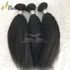 Brasiliansk jungfru hår kinky raka hårförlängningar väver inslag 8-34 3ppcs/mycket naturlig svart färg