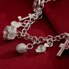 Cross Star Bracelet 925 Silver Plated Jewelry Star Key Moon Heart Cross Bracelet Lovely Bracelet Vintage Bangle Jewelry