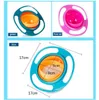 360 회전 어린이 방지 비 유출 먹이 뚜껑이있는 유아 자이로 보울 음식 흘리기 방지 어린이 창조 그릇 먹이 공급으로