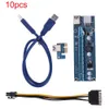 Freeshipping 10 sztuk / partia Super Speed ​​USB 3.0 PCI-E Express 1x Extender Riser Card Adapter 6PIN Cable Cable Riser Deska