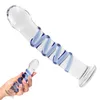 Nuovi prodotti sessuali Sapphire Spiral Pyrex Glass Dildo da 7 pollici di sesso artificiale per adulti artificiali per donna 07011304880