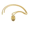 Micro Lion King Crown Pendant Halsband 5mm 70 cm Kuba kedja halsband Guldpläterad rostfritt stål Mens Hip Hop -smycken3818540