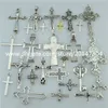 25 PCS Mix Alloy Antique Ton Argent Faith Religieux Croix Dangle Pendentif Bijoux