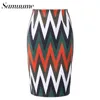 Wholesale- Samuume Vintage Multi Color Wave Shape Printed Midi Skirts Women 2017 High Waist Knee-Length Office Pencil Skirt Faldas A1608049