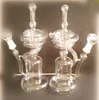 Bongs à eau en verre de 10,5 pouces de hauteur en spirale avec perc en ligne avec spirale de 14 mm conçue, deux fonctions Recycleur de verre