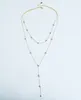 925 Sterling Silver Layer Long Chain Necklace for Women Wedding With Gold Silver Color Plated CZ PAVED STATION SMYCHERRY