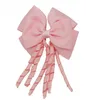 196 لون! 4inch Korker Streamer Ribbon مرنة Bobble Grosgrain Ribbon Long Korker Tail Taild Fancy Cute Hair Bow with Clip for Girls 20pcs/