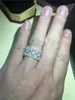 Brand Lady's Luxury 925 Sterling Silver& Gold Filled Pave Simulated Diamond CZ gemstone rings Overlay Eternal Wedding Ring fo259y