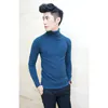 Wholesale-2016 new brand fashion men's sweaters korean sweater men turtleneck men full sleeve solid color thick wool blend mens pullover